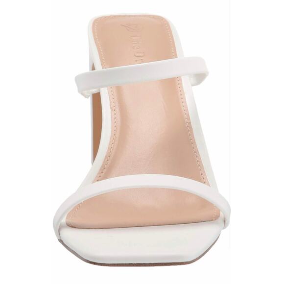 The Drop Women's Avery White Square Toe Two Strap High Heels - Picture 4 of 4